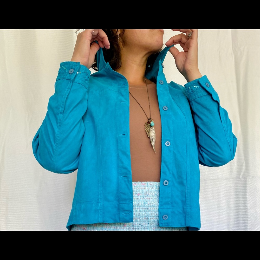 Vintage Keneth Too! Teal Faux suede Jacket